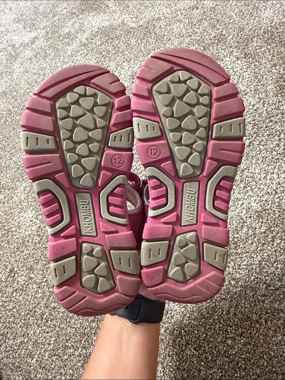 Khombu Pink Kids Hook-and-Loop Outdoor Sandals